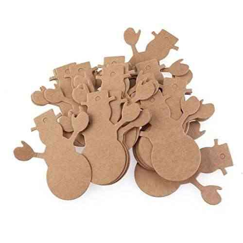 OULII 100 piezas regalo paquete etiquetas Navidad árbol copo de nieve ciervos muñeco de nieve Navidad festoneado etiqueta de papel de Kraft con cuerda de 20M, decoración de la Navidad (marrón) - Imagen 5